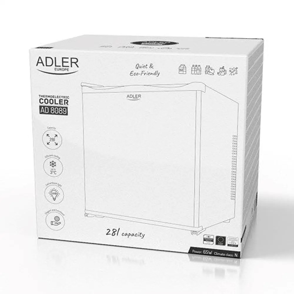 Cutie frigorifica, ADLER, 28L, negru, 38x48x45cm, iluminare LED