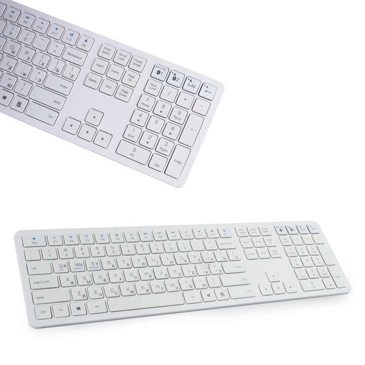 Tastatura wireless HDWR, typerCLAW-BC140WR, Bluetooth, cu litere rusesti, alb