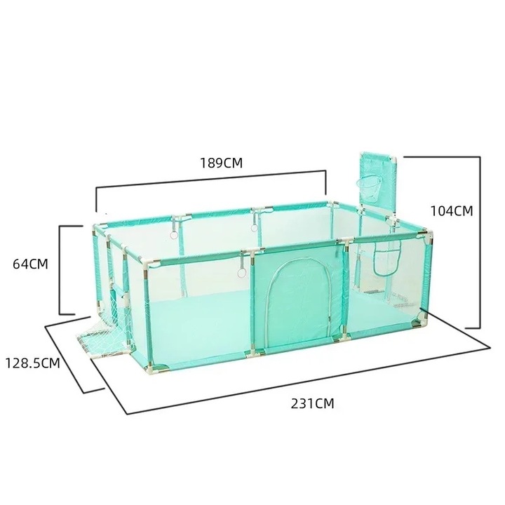 Tarcuri copii, design spatios, verde, 231x189x104cm