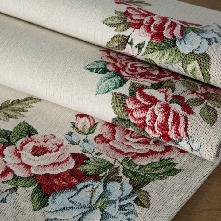 Bieznik gobelin 40x100 Eurofirany, multicolor, flori roz