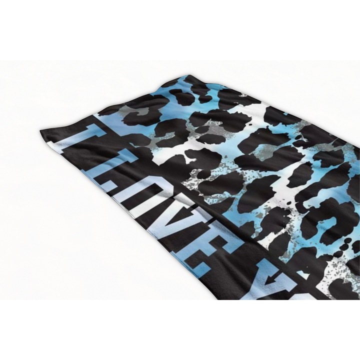 Плажна кърпа 100x180 синьо черно леопардов принт