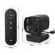 Уеб камера с автоматично проследяване на движението чрез AI, защитен капак, микрофон, дистанционно управление, видео Full HD 1080P, регулируем хоризонтален ъгъл от 350°, регулируем вертикален ъгъл от 120°, WDR, USB Plug and Play връзка, черна