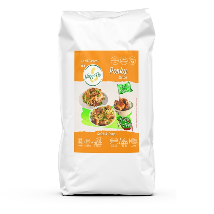 Alternativa la carnea de porc, 2.25 kg tocata vegetala condimentata, VeggoFix Porky Mince 1 kg