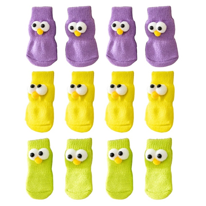 Kutya zokni, 3 szett, lila, L-es méret, csúszásgátló kivitelben