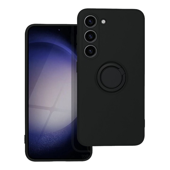 Husa DaDen cu inel rotativ 360 pentru Samsung A34 5G, Silicon Premium, Camera Protection, Antisoc, Negru