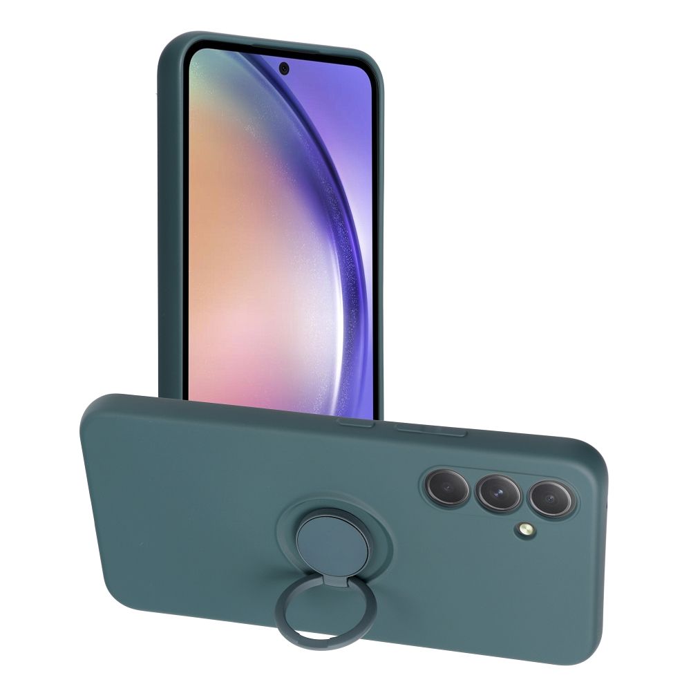 Husa pentru Samsung A56 DaDen cu inel rotativ 360, Silicon Premium, Camera Protection, Antisoc, Verde
