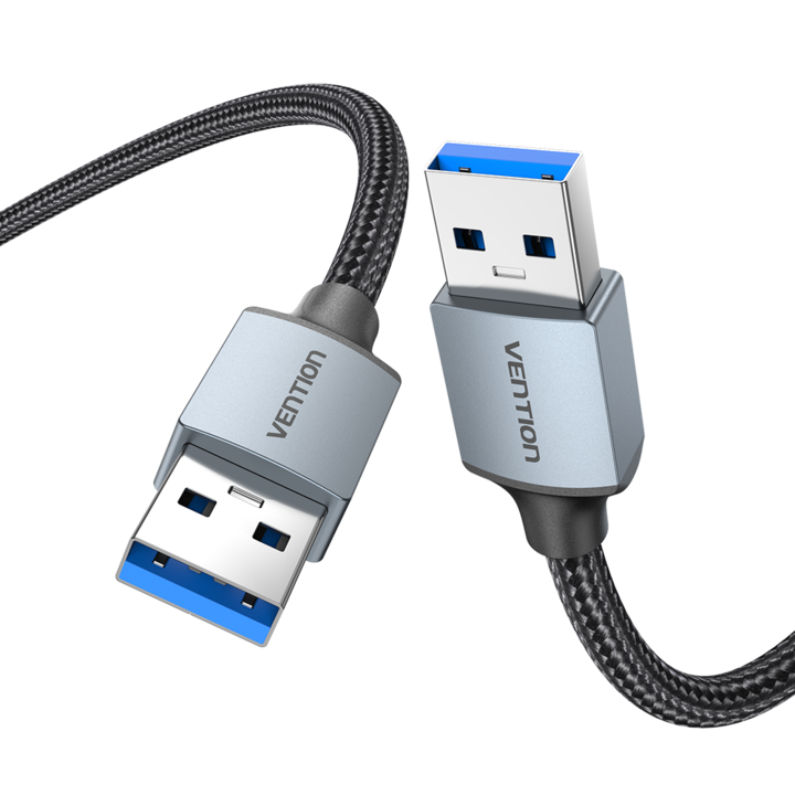 USB 3.0 кабел, VENTION, USB A към USB A, найлон, 5Gbps, сив, 0,5 м