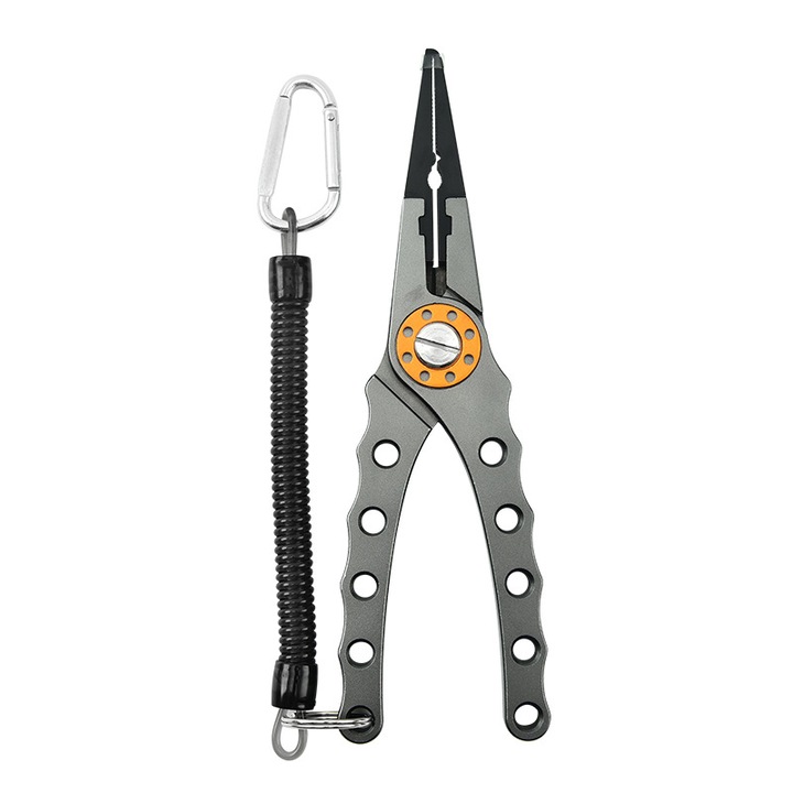 Cleste de pescuit multifunctional, gri, set cu husa de depozitare