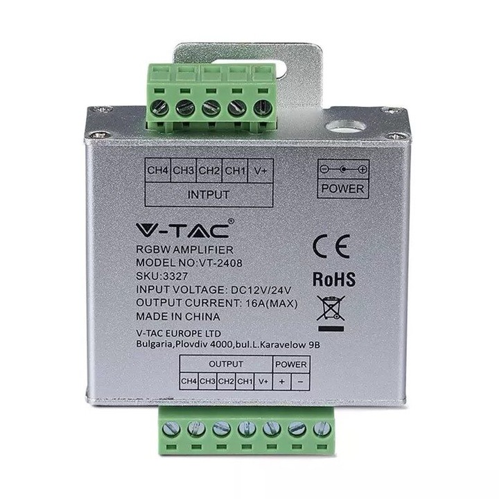 RGB+W усилвател за LED лента, IP20, 12 V DC, 16 A