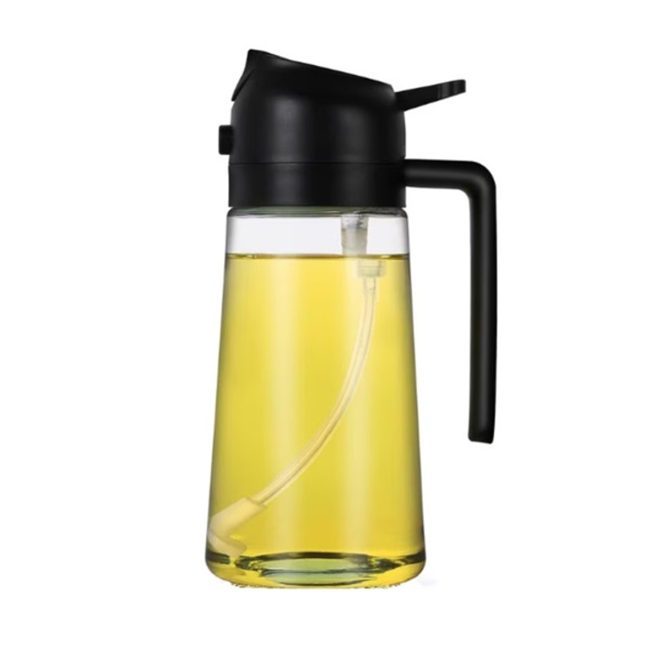 Pulverizator pentru ulei 2 in 1, coshop®, pentru otet, sosuri, compatibil diverse lichide, 470ml, sticla durabila, fund antiderapant