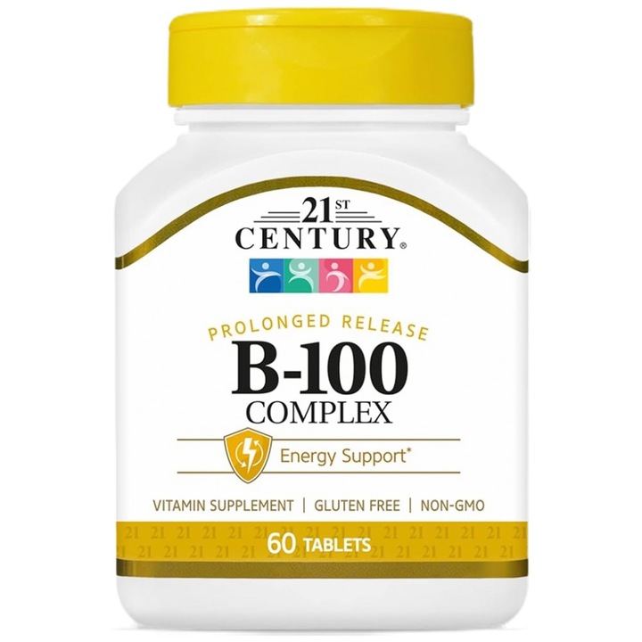 Supliment alimentar 21st Century B-100 Complex Prelungit, 60 Tablete