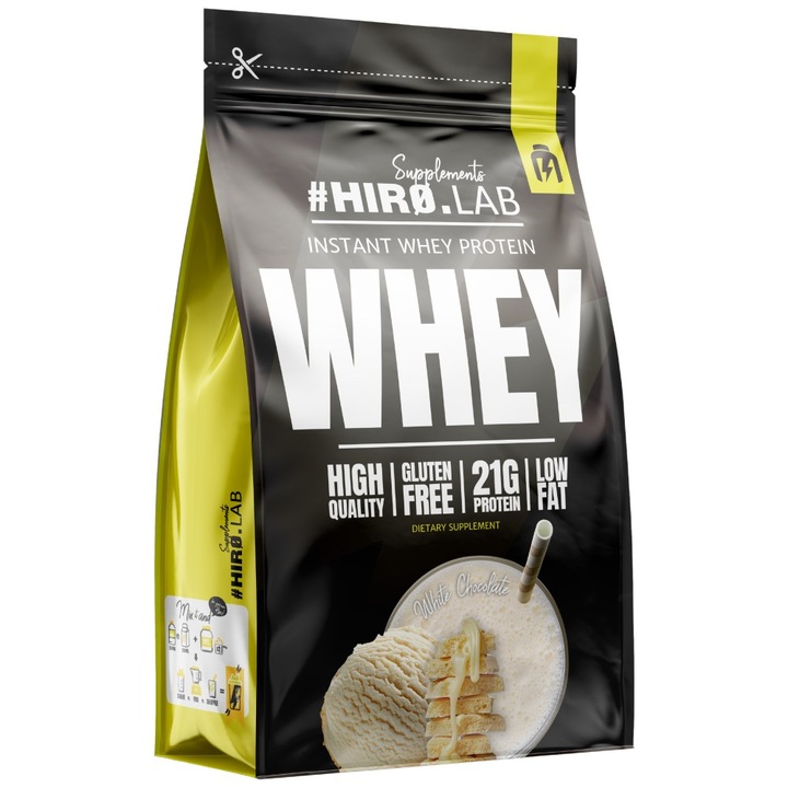Хранителна добавка Hero.Lab Instant Whey Protein High Quality Whey Concentrate, Бял шоколад, 750 грама
