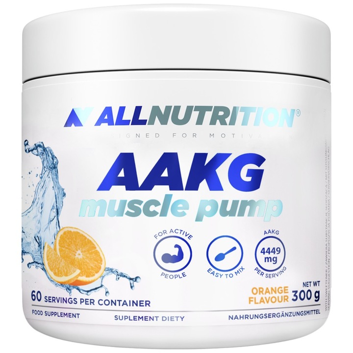 Хранителна добавка AllNutrition AAKG Muscle Pump Powder, Портокал, 300 грама