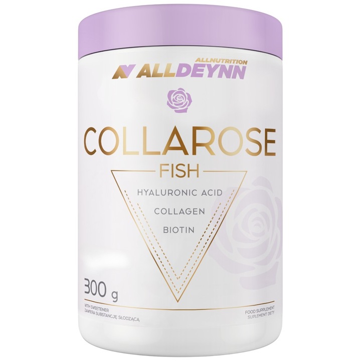 Colagen de peste, ALLDEYNN COLLAROSE FISH, Vitamina C, Biotina, Acid hialuronic, 300g, aroma Fructul pasiunii si mango, Colagen marin, Supliment alimentar