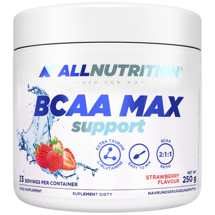 Хранителна добавка AllNutrition BCAA Max Support, Ягода, 250 грама