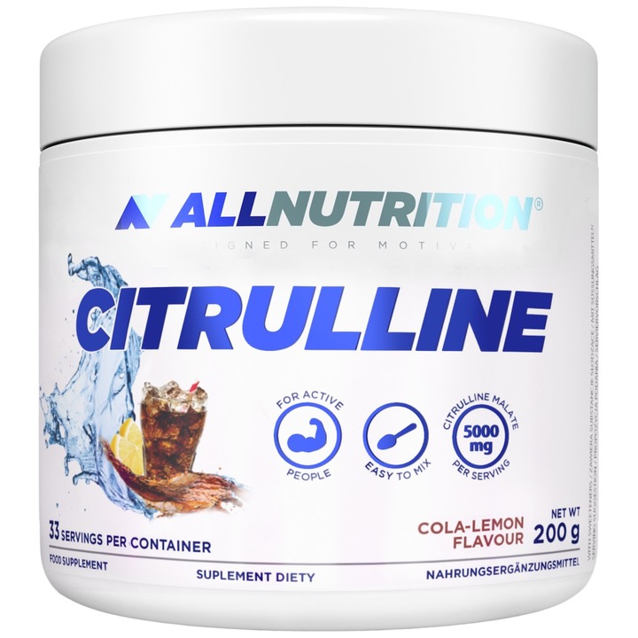 Étrend-kiegészítő AllNutrition Citrulline Malate Powder, Cola citrommal, 200 gramm
