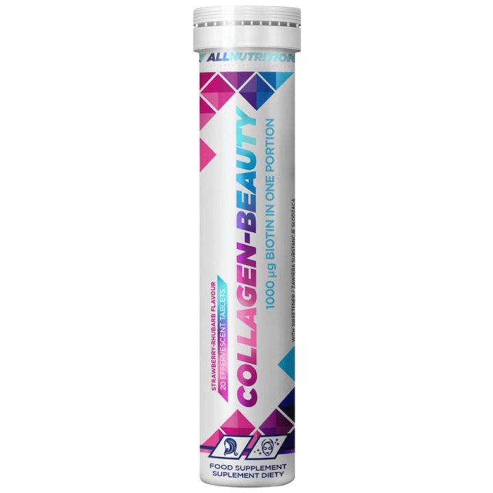 Supliment alimentar AllNutrition Collagen-Beauty Colagen efervescent, Capsuni, 20 tablete solubile