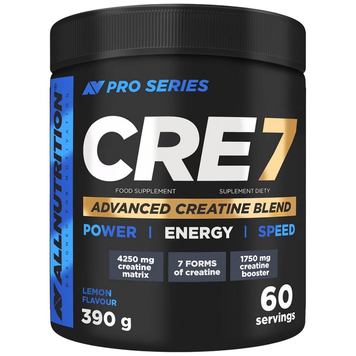 Étrend-kiegészítő AllNutrition CRE7 Advanced Creatine Blend Matrix, citrom, 360-390 gramm