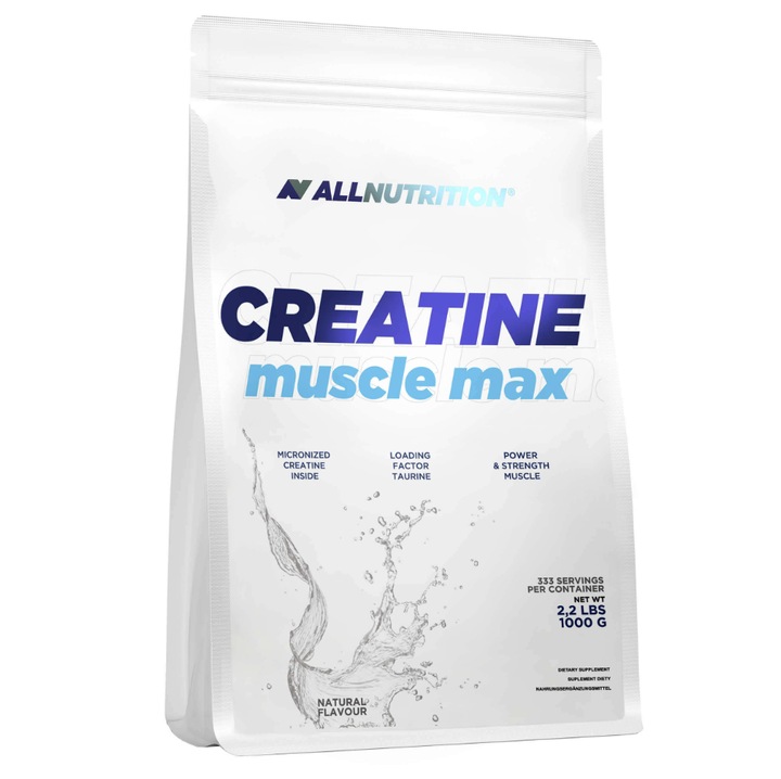 Creatina monohidrata, ALLNUTRITION Creatine Muscle Max, 1000 grame, performanta fizica, gust natural, 1kg, pudra creatina