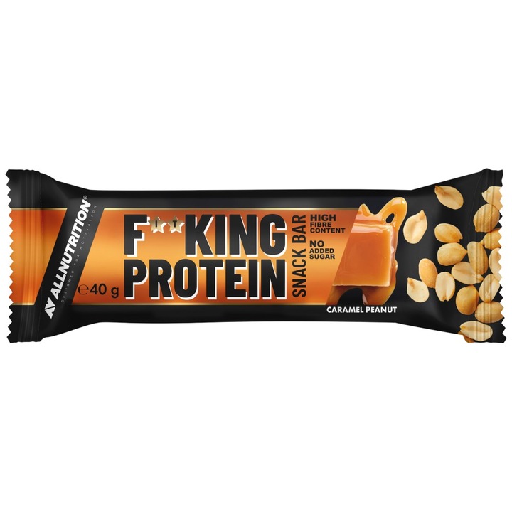 Хранителна добавка AllNutrition F**KING Delicious Protein Snack Bar, Карамел с фъстъци, 40 грама