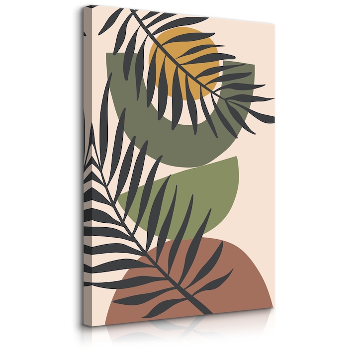 Картина за стена Японски палмови листа 80 см x 120 см Бохо Декорация за всекидневна 3D Абстракция