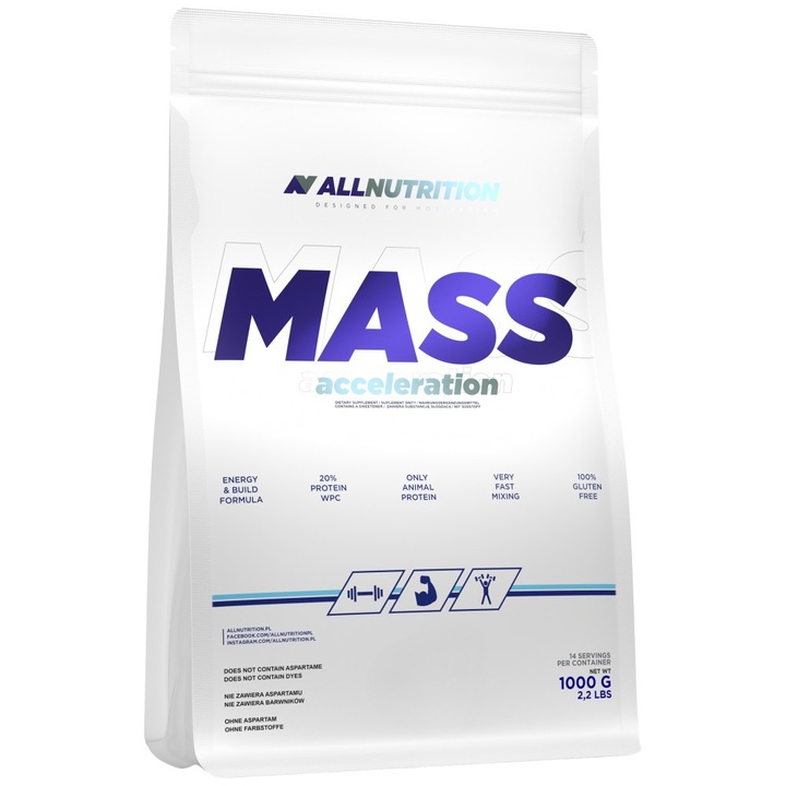 Étrend-kiegészítő AllNutrition Mass Acceleration, Keksz krémmel, 1000 gramm