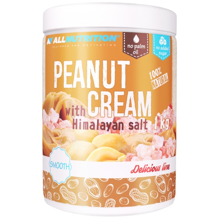 Unt de arahide,, ALLNUTRITION PEANTU CREAM, Crema de arahide cu sare de Himalaya, 1000 grame, 1kg, arahide prajite