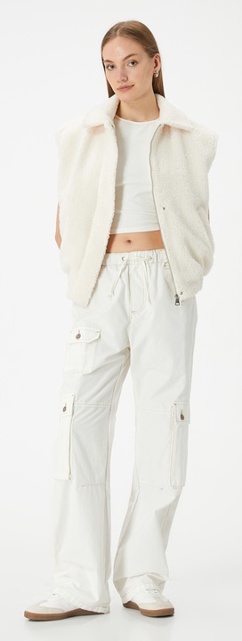 KOTON, Елек с цип и странични джобове, Бял, 38