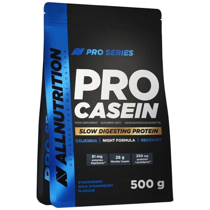 Étrend-kiegészítő AllNutrition PRO Casein Slow Digesting Protein, Eper, 500 gramm
