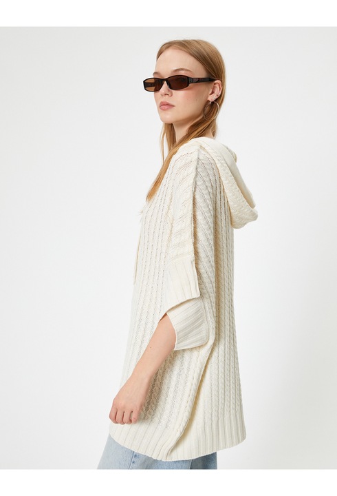 KOTON, Pulover supradimensionat, Alb, L-XL