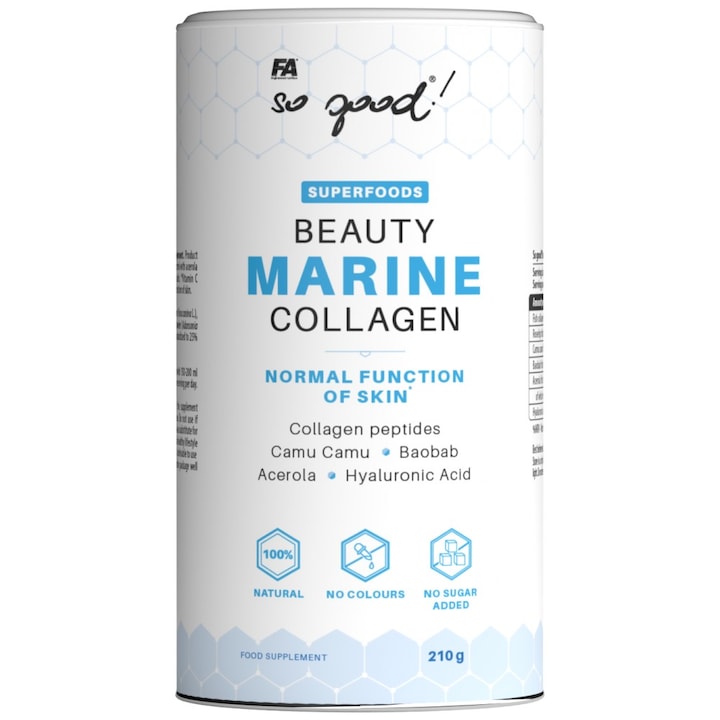 Étrend-kiegészítő FA Nutrition Beauty Marine Collagen / Superfoods-szal és hialuronsavval, 210 gramm