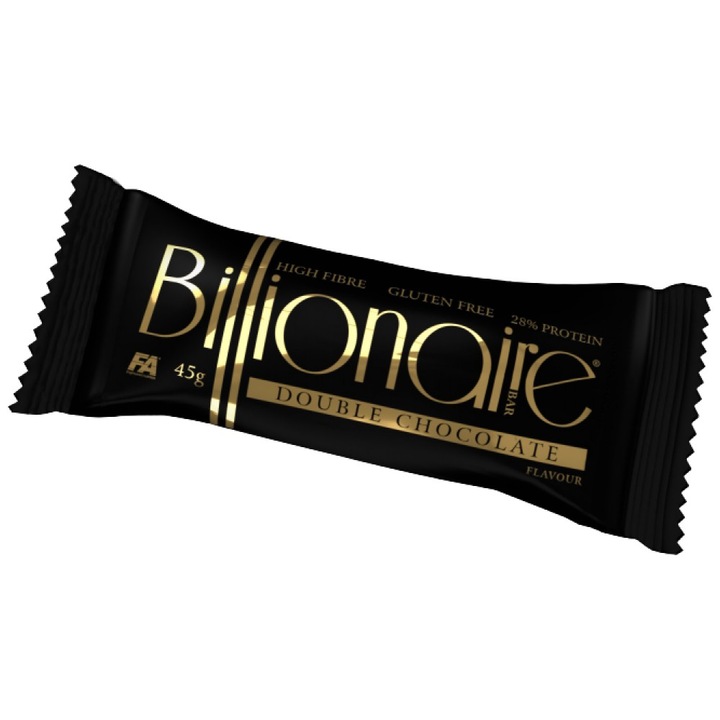 Étrend-kiegészítő FA Nutrition Billionaire Bar High Fiber ~ Gluténmentes ~ Protein szelet, Dupla csokoládé, 45 gramm
