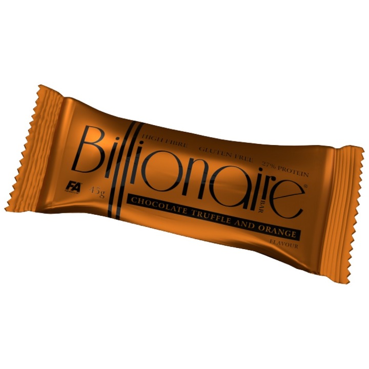 Étrend-kiegészítő FA Nutrition Millionaire Bar High Fiber ~ Gluténmentes ~ Protein szelet, Narancsos csokoládé szarvasgomba, 45 gramm