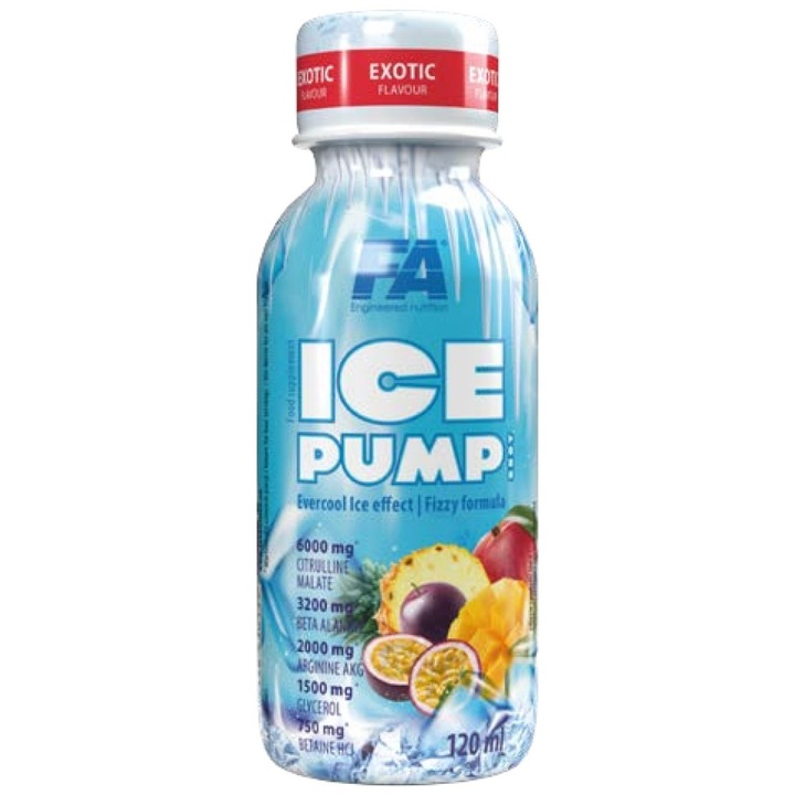 Supliment alimentar FA Nutrition Ice Pump / Shot pre-antrenament, fructe exotice, 120 ml