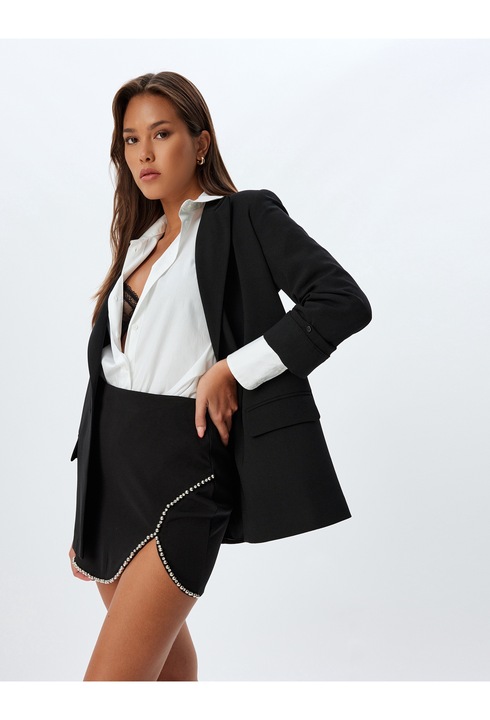 KOTON, Fusta mini cu slit lateral, Negru, 3XL