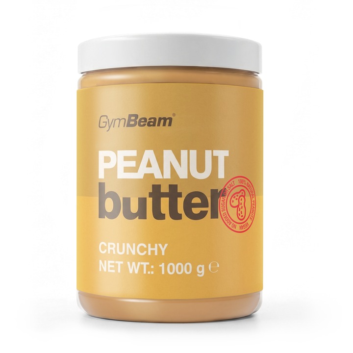 Unt de arahide 100% GymBeam, crocant, 1000 grame