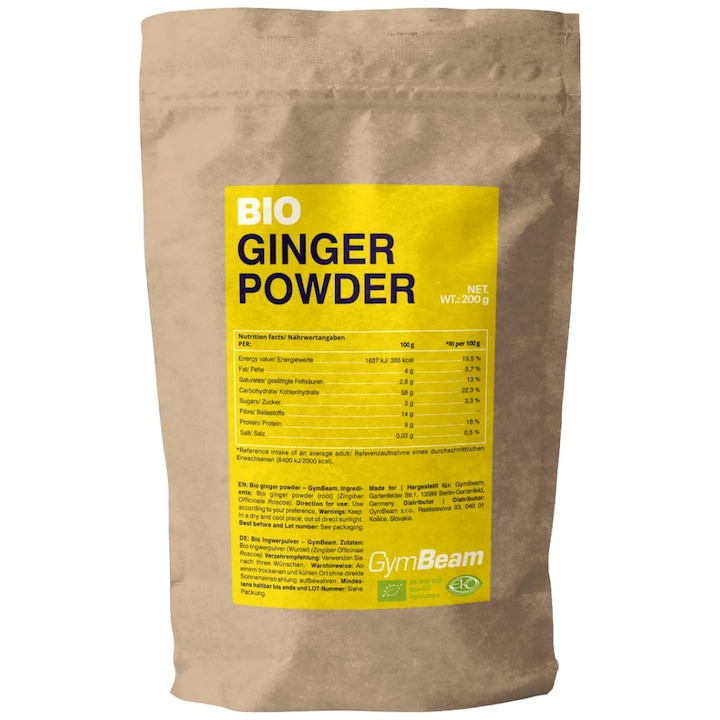 Supliment alimentar, GymBeam, Bio Ginger Powder, 200 grame, Pudra