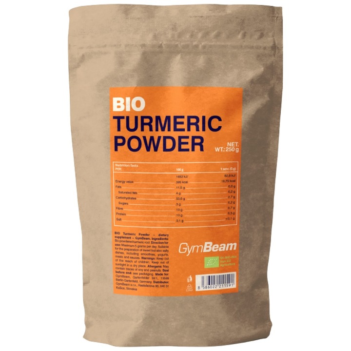 Supliment alimentar, GymBeam, Bio Turmeric Powder, 250 grame
