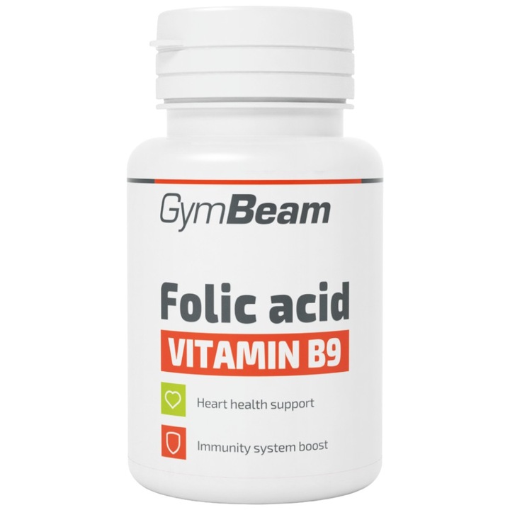 Supliment alimentar GymBeam Acid Folic 800 mcg Vitamina B9, 90 Tablete