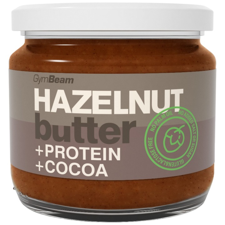 Unt de alune proteic + cacao, GymBeam, 340 grame