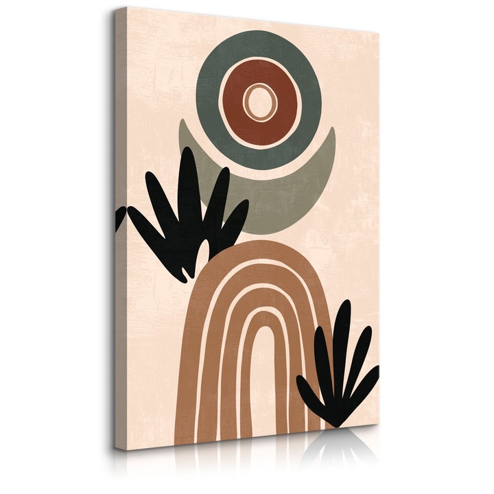 Tablou Muralo Cercuri abstracte Frunze Decoratie de perete 40 cm x 50 cm Boho pentru camera de zi in stil modern 3D