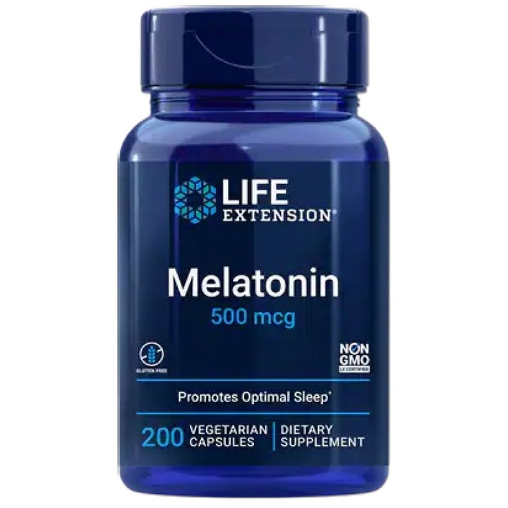 Supliment alimentar, Life Extension, Melatonina 500 mcg, 200 capsule