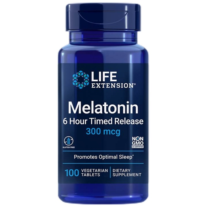 Melatonin, 6 Hour Timed Release, 300 mcg, Life Extension, 100 tablete
