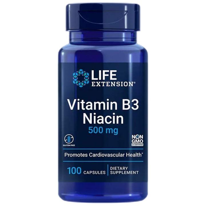 Life Extension B3-vitamin étrend-kiegészítő 500 mg, 100 kapszula