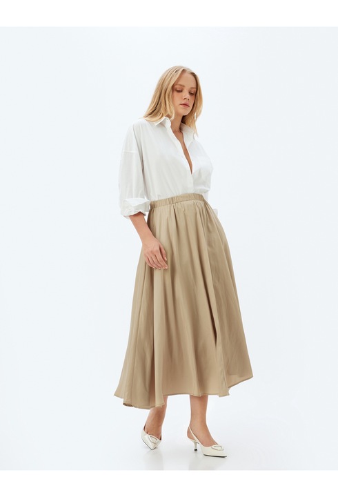 KOTON, Fusta maxi evazata, Kaki, 2XS