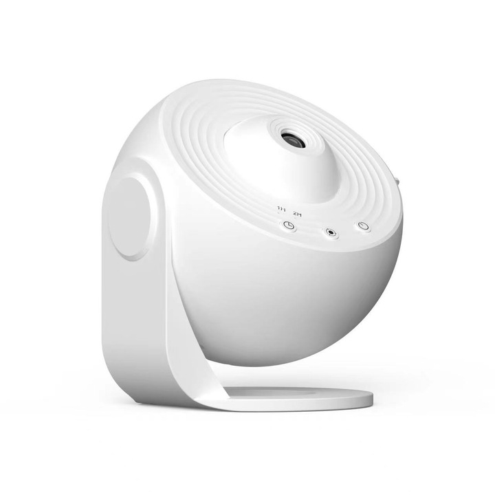 Lampa Tip Proiector Galaxie, Flippy, pentru Dormitor, Tematica Cer Instelat, Model Glob, HD, Rotire 360 de Grade, 20 de Imagini, Incarcare USB, 10 W, 15x15 cm, Alb