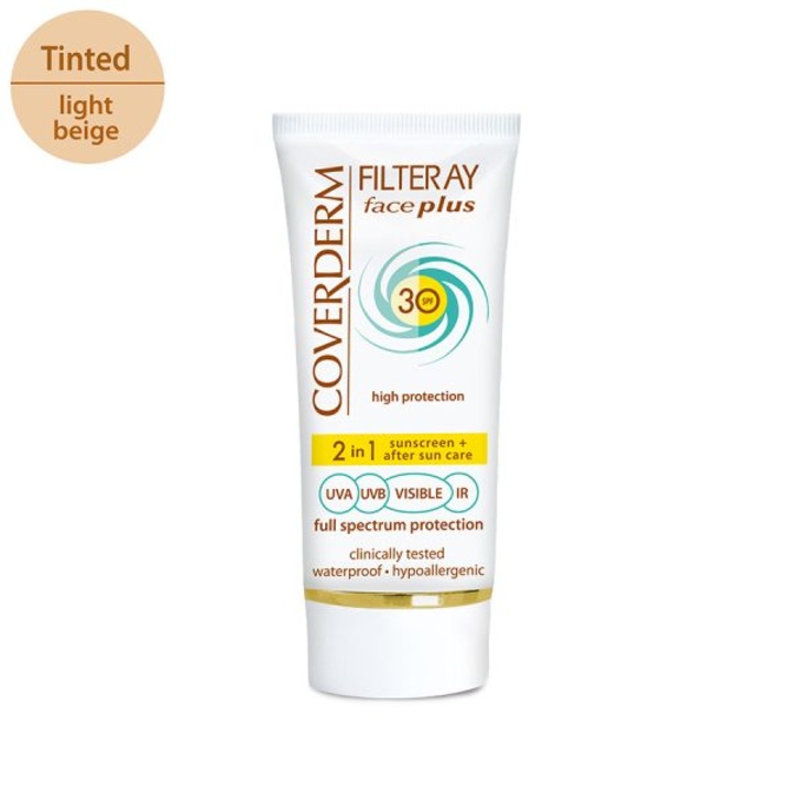 Coverderm Filteray Face Plus 2 in 1 ten nuantat bej deschis ten gras/acneic SPF30 50 ml