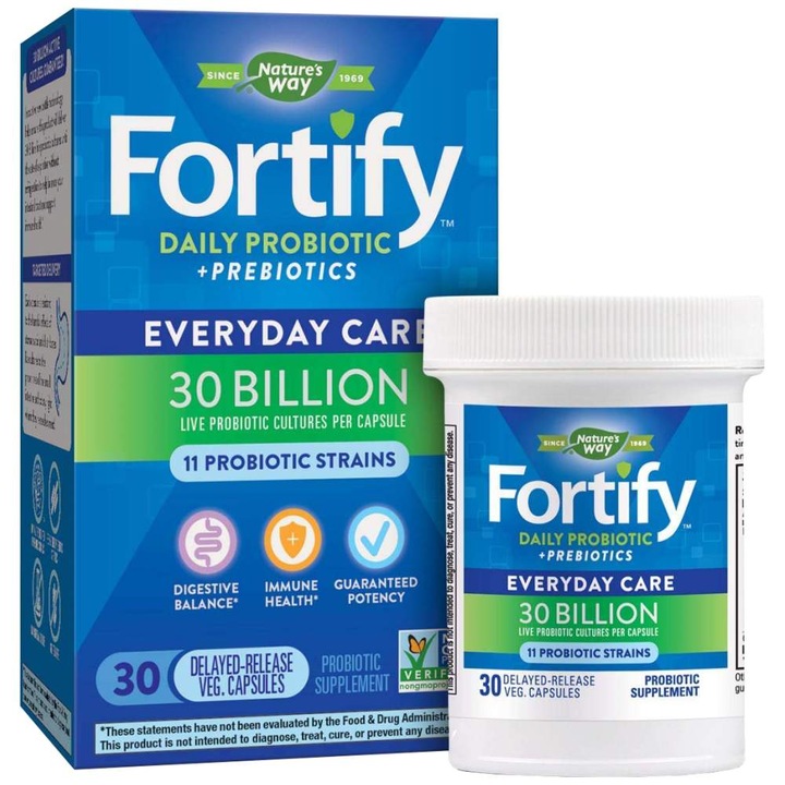 Хранителна добавка Natures Way Fortify Daily 30 Billion Active Probiotics, 30 капсули