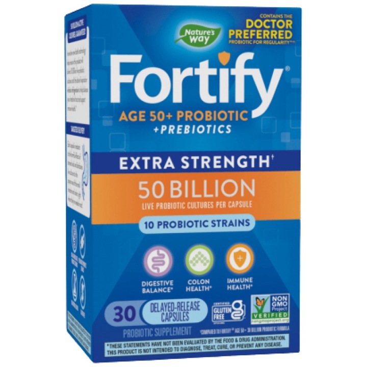 Supliment alimentar Natures Way Fortify Age 50plus Probiotic 50 Billion Extra Strength, 30 capsule