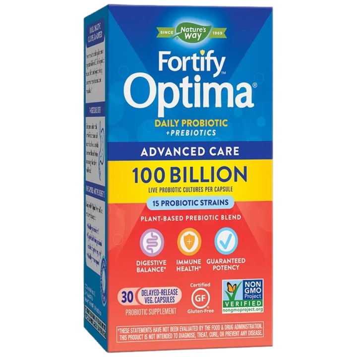 Supliment alimentar Natures Way Fortify™ Optima Advanced Care Probiotic Fortify™ Optima, probiotice plus prebiotice, 30 capsule